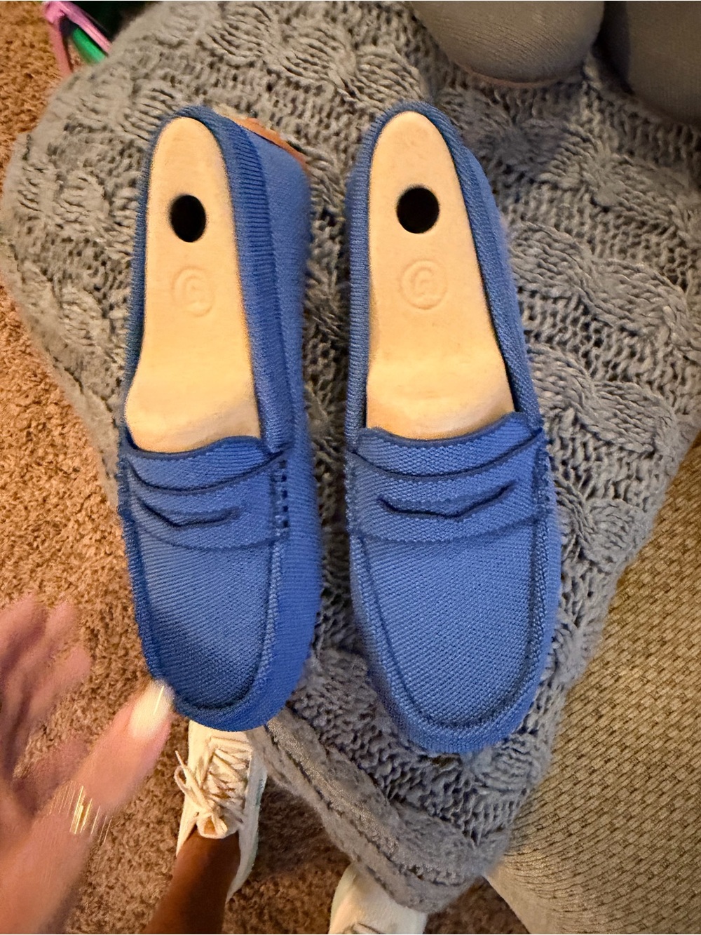 Rothy's Blue Knit Slip-On Loafers